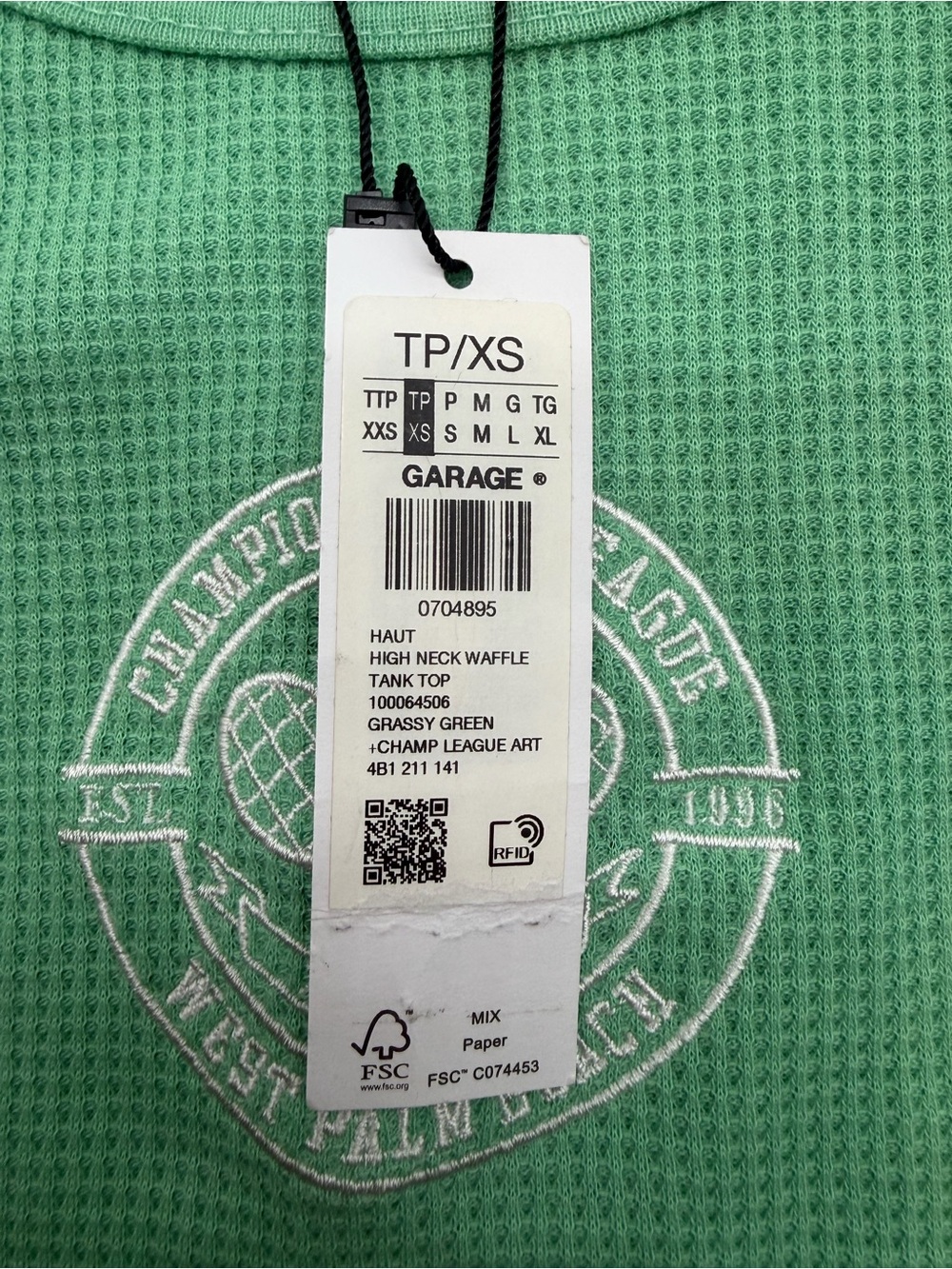 Garage Green Waffle-Knit Cropped Tank with Tennis Graphic - Picture 4 of 4